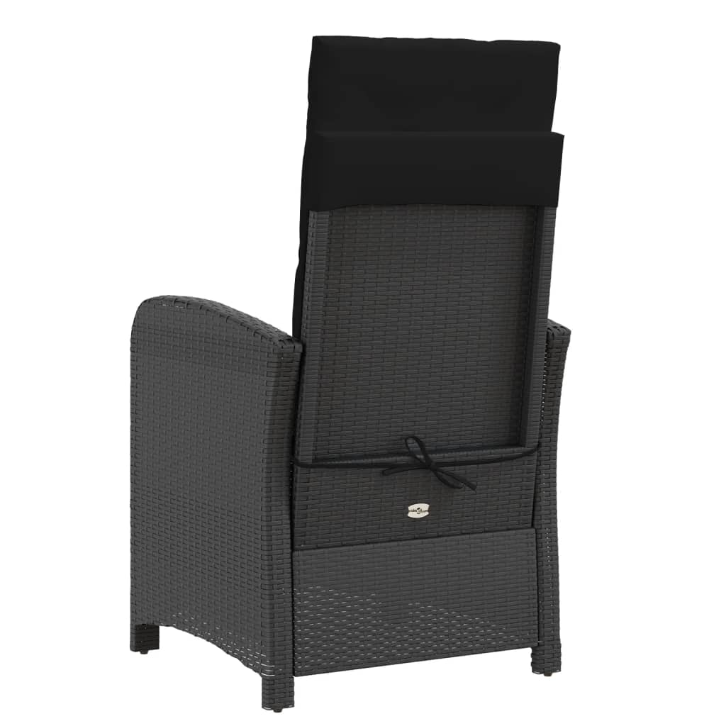 3 részes fekete polyrattan bisztrógarnitúra párnával