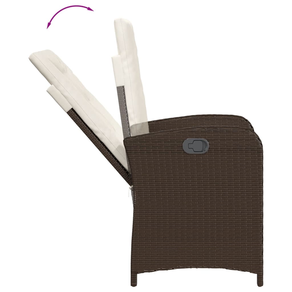 3 részes barna polyrattan bisztrógarnitúra párnákkal