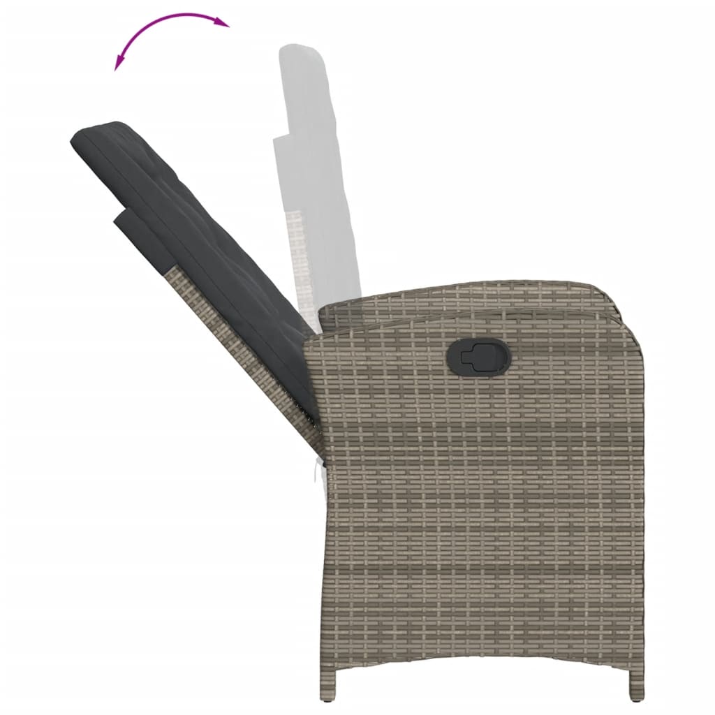 3 részes szürke polyrattan bisztrógarnitúra párnákkal