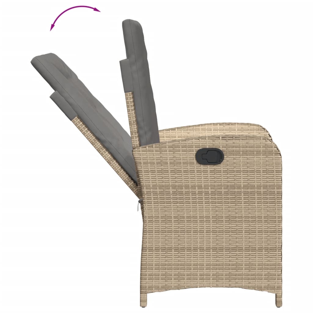 3 részes vegyes bézs polyrattan bisztrógarnitúra párnákkal