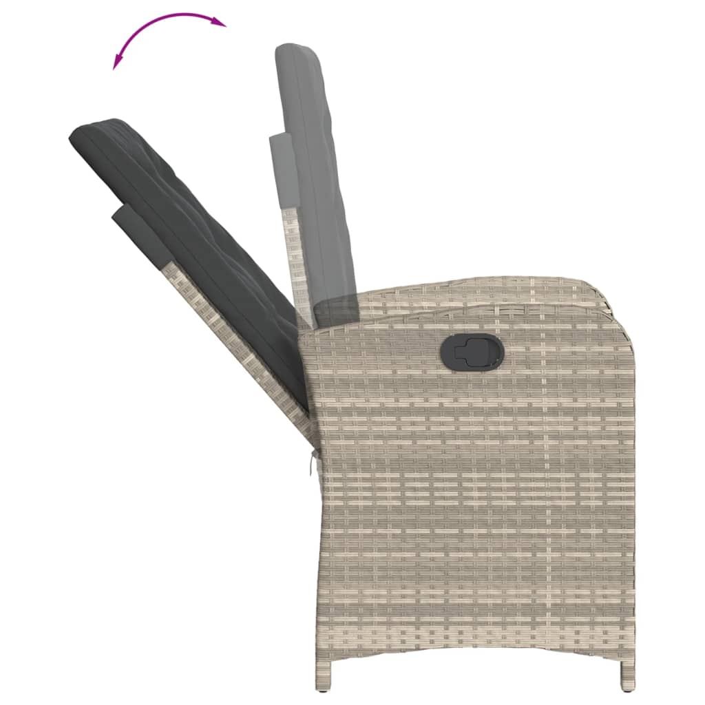 3 részes világosszürke polyrattan bisztrógarnitúra párnákkal