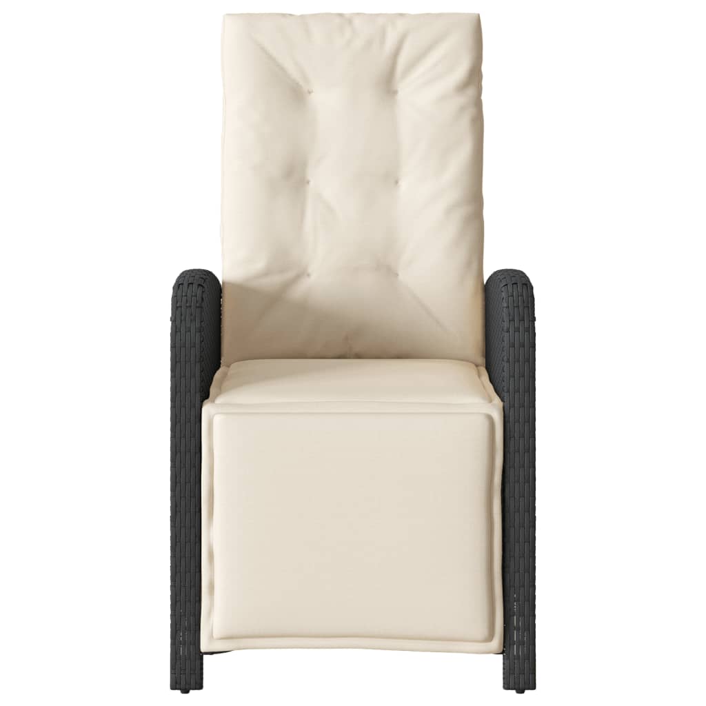 3 részes fekete polyrattan bisztrógarnitúra párnával