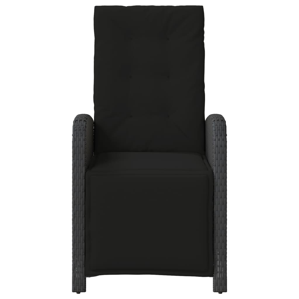 3 részes fekete polyrattan bisztrógarnitúra párnával