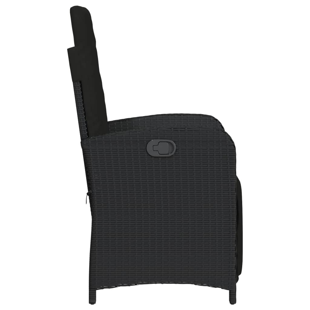 3 részes fekete polyrattan bisztrógarnitúra párnával
