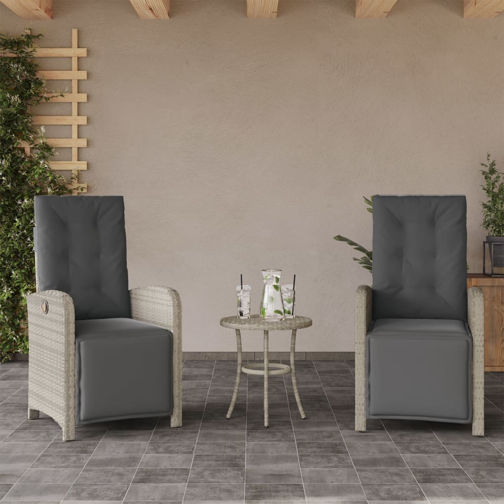 3 részes világosszürke polyrattan bisztrógarnitúra párnákkal