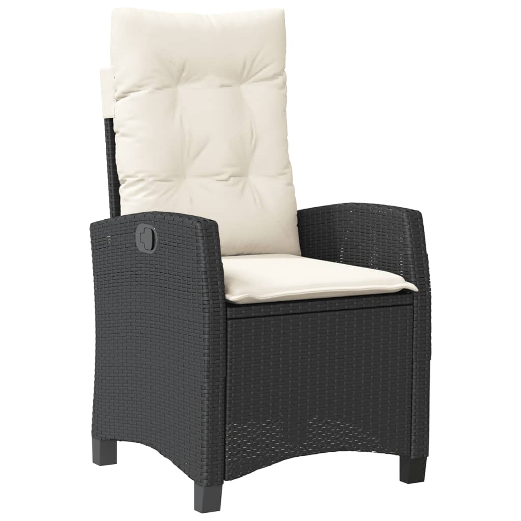 3 részes fekete polyrattan bisztrógarnitúra párnával