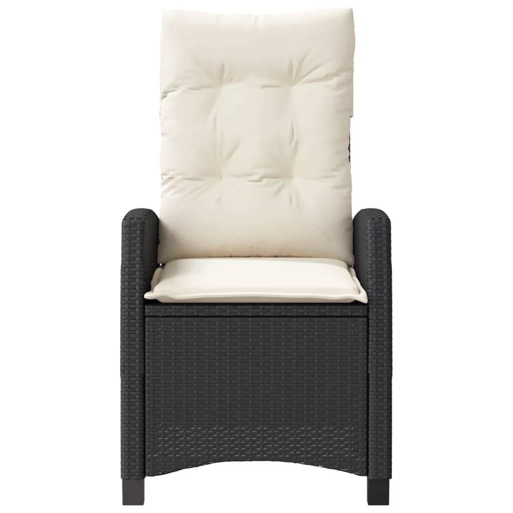 3 részes fekete polyrattan bisztrógarnitúra párnával