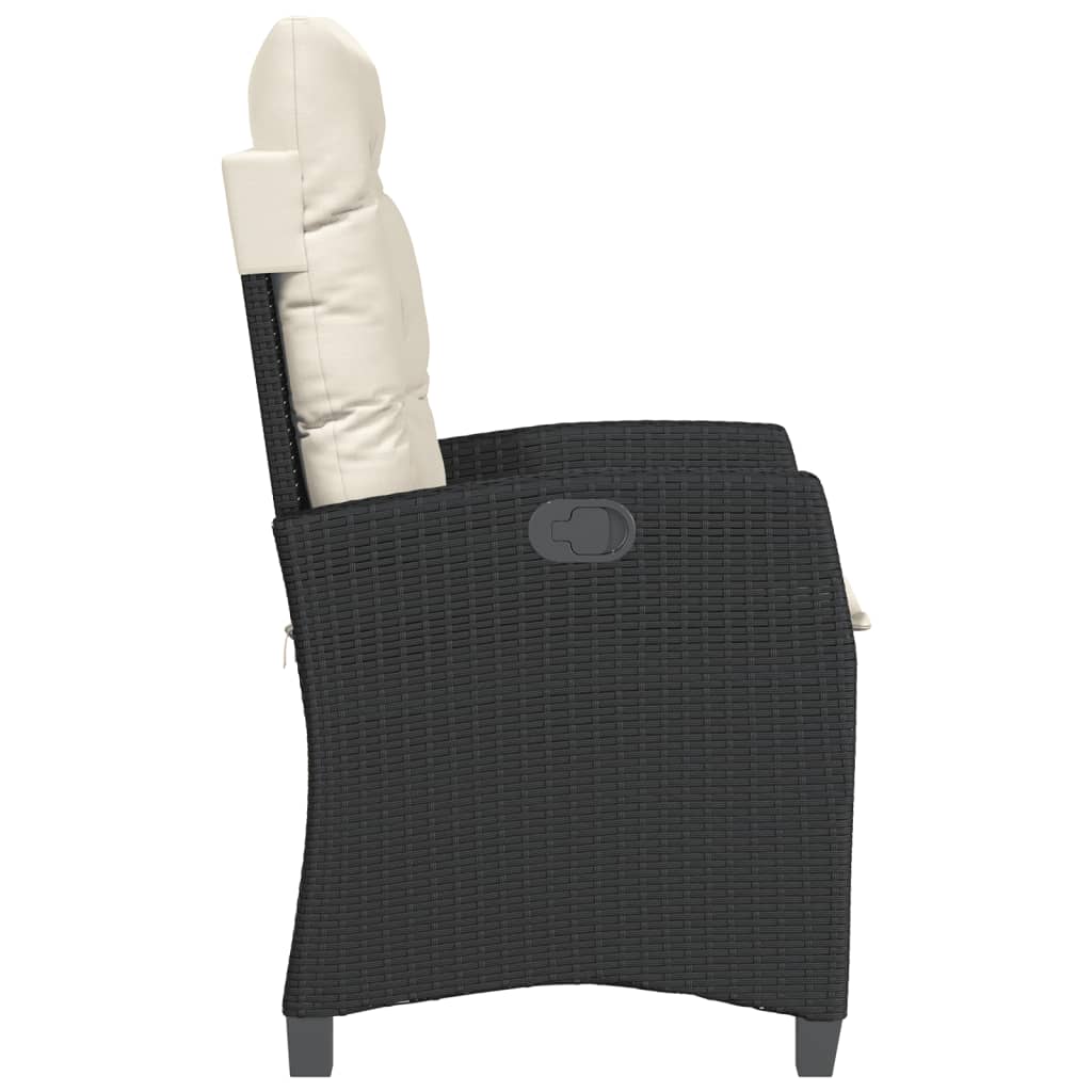 3 részes fekete polyrattan bisztrógarnitúra párnával