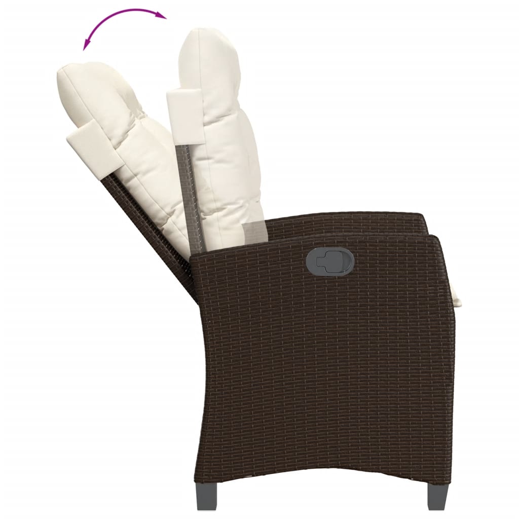 3 részes barna polyrattan bisztrógarnitúra párnákkal