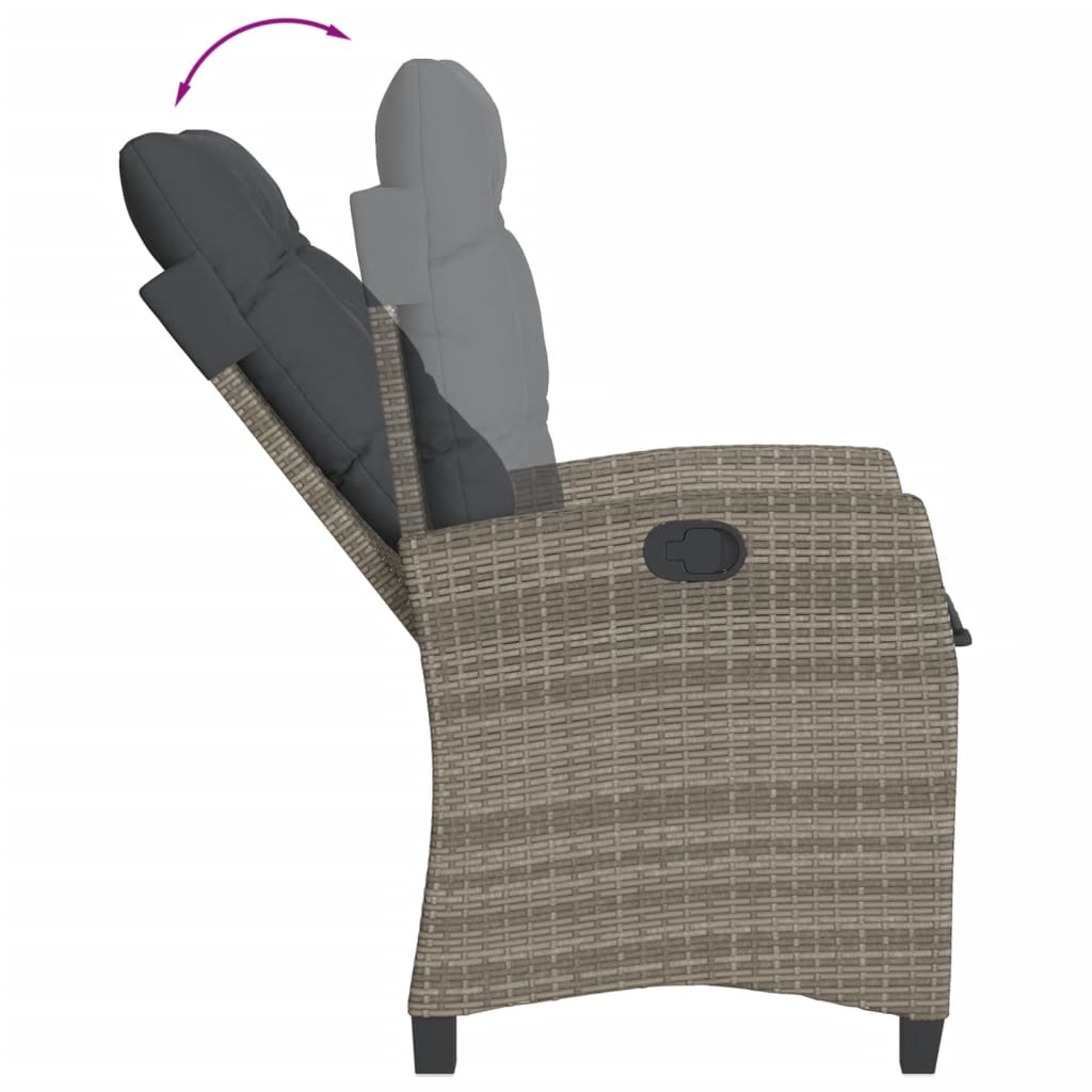 3 részes szürke polyrattan bisztrógarnitúra párnákkal