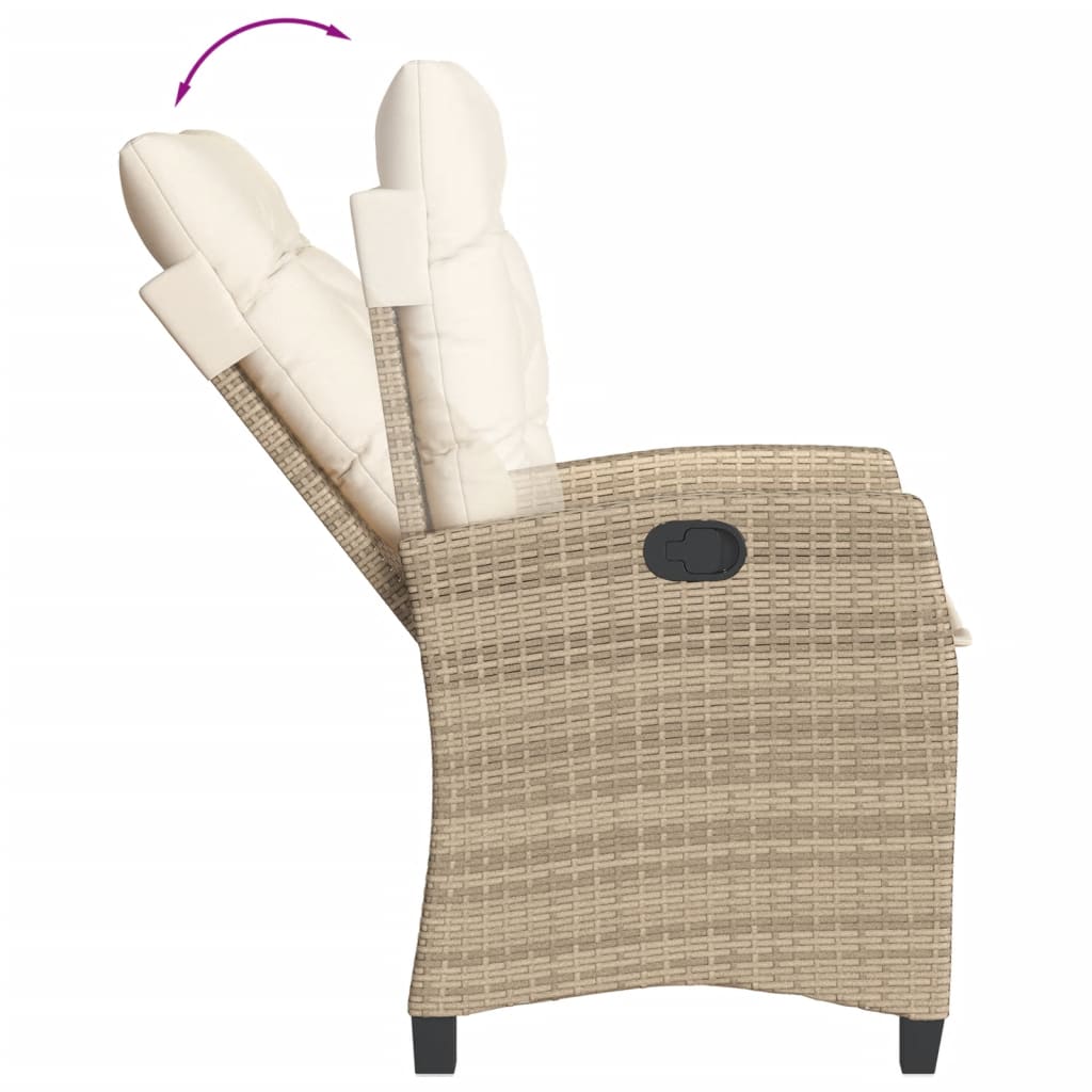 3 részes bézs polyrattan bisztrógarnitúra párnával