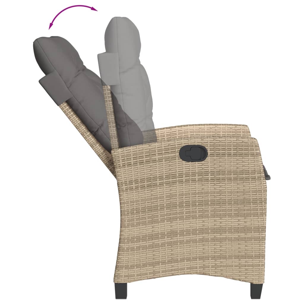 3 részes vegyes bézs polyrattan bisztrógarnitúra párnákkal