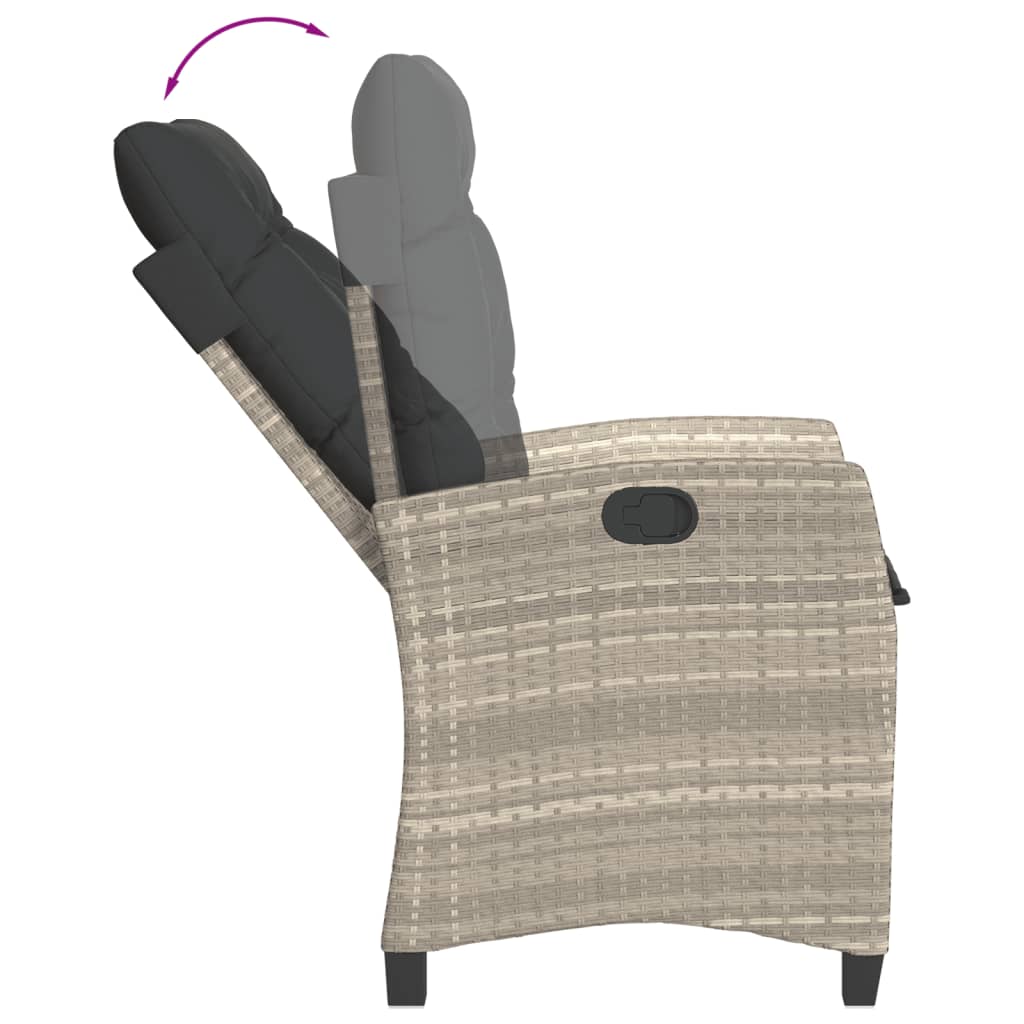 3 részes világosszürke polyrattan bisztrógarnitúra párnákkal