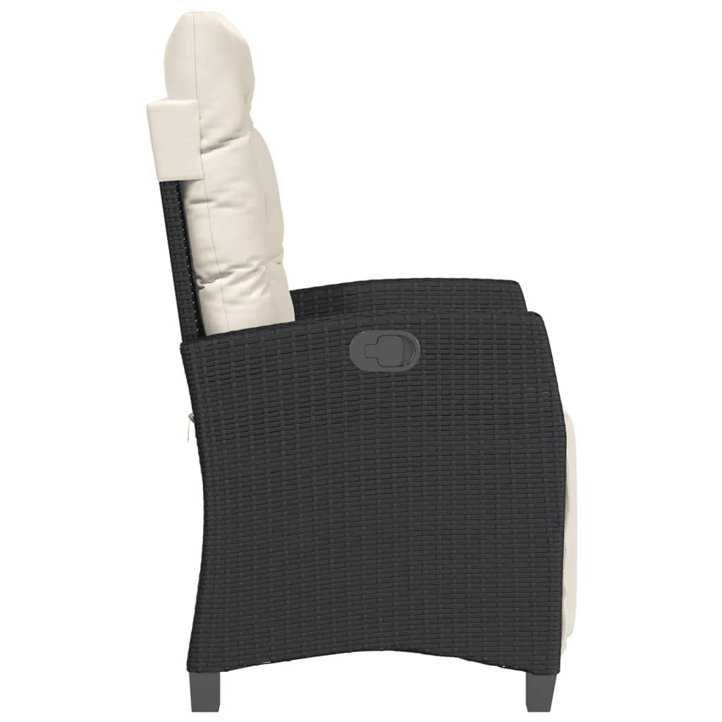 3 részes fekete polyrattan bisztrógarnitúra párnával