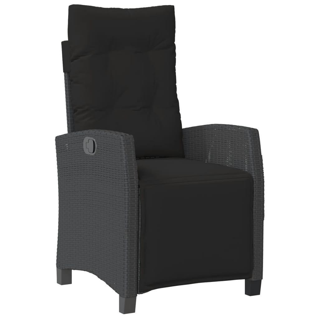 3 részes fekete polyrattan bisztrógarnitúra párnával