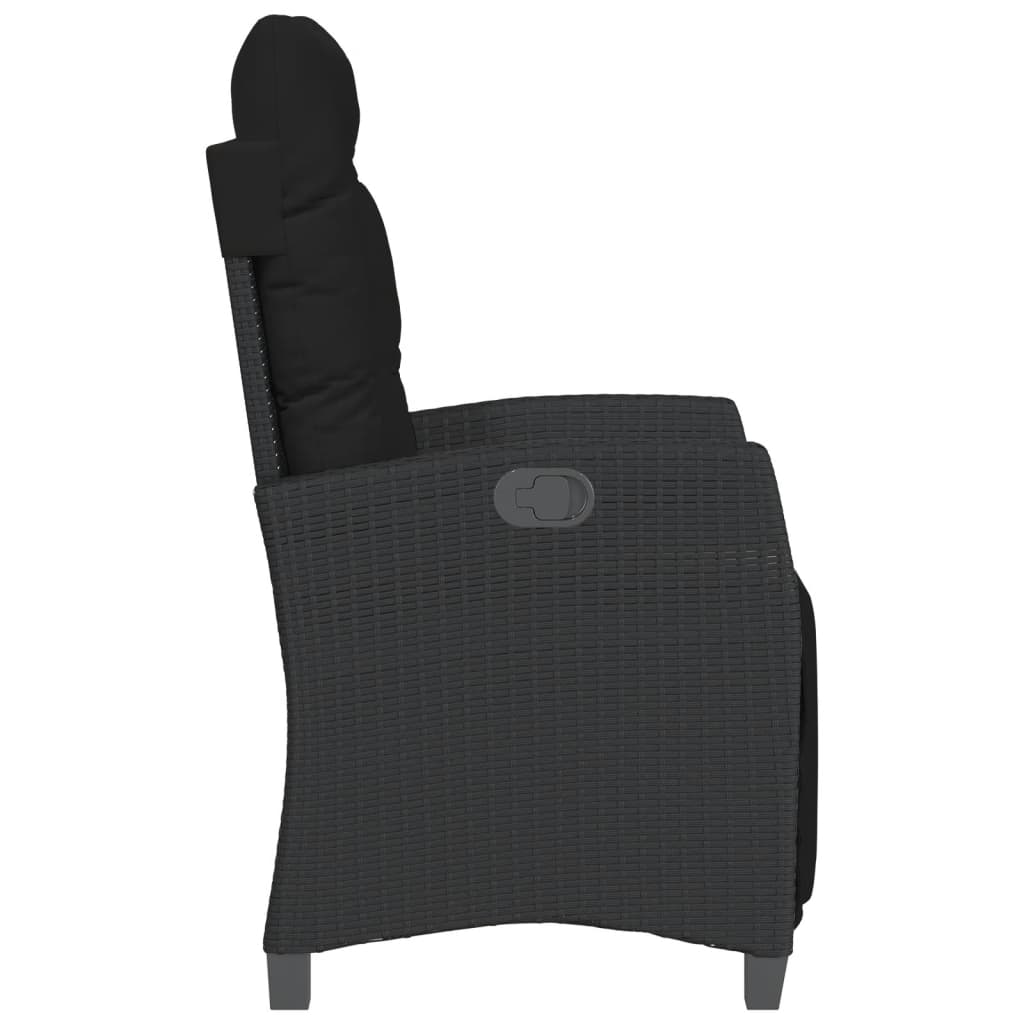 3 részes fekete polyrattan bisztrógarnitúra párnával