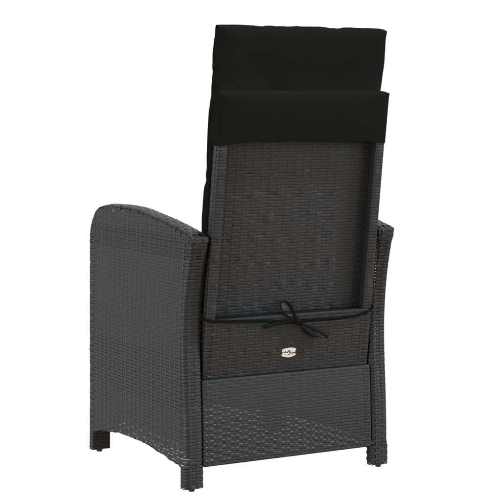 3 részes fekete polyrattan bisztrógarnitúra párnával