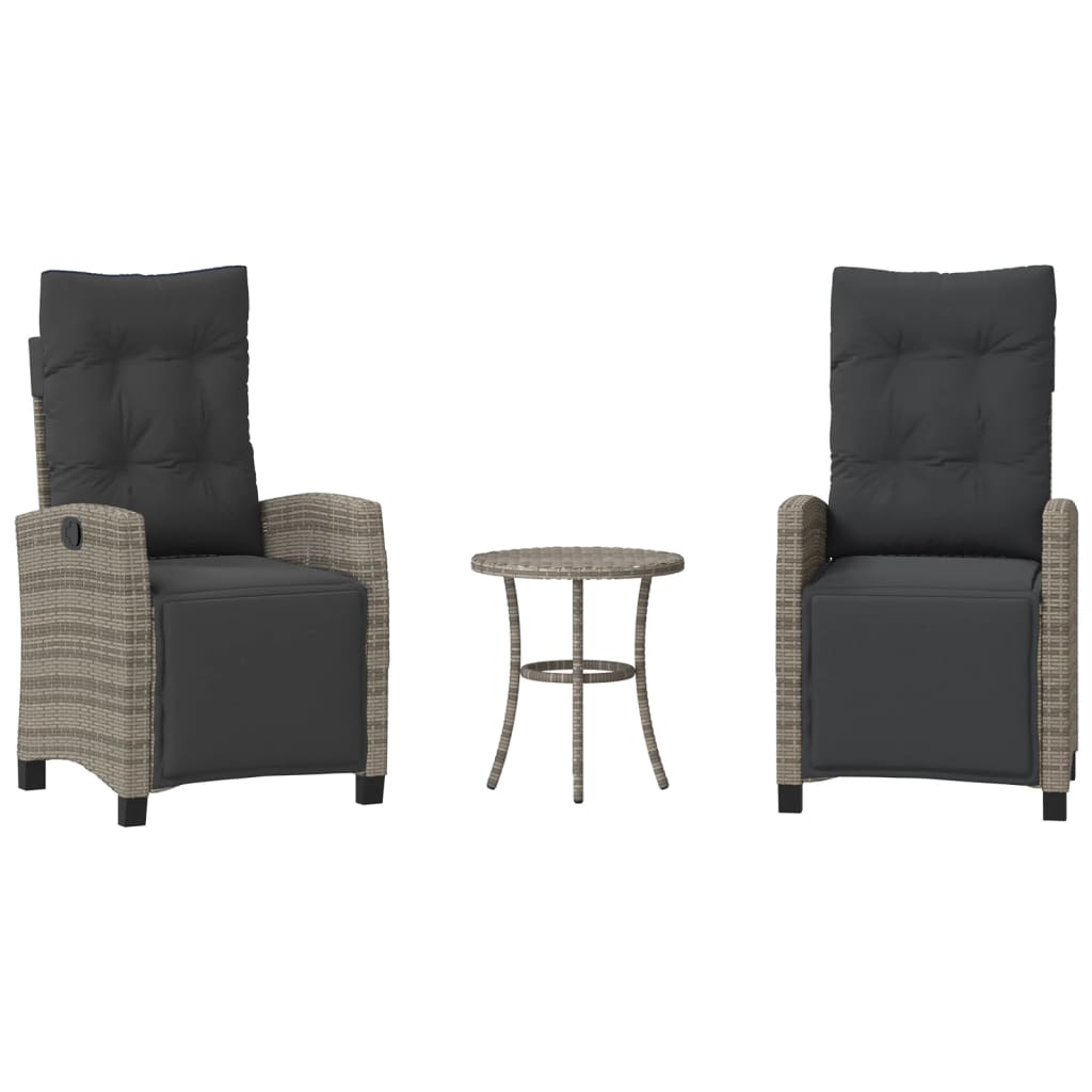 3 részes szürke polyrattan bisztrógarnitúra párnákkal