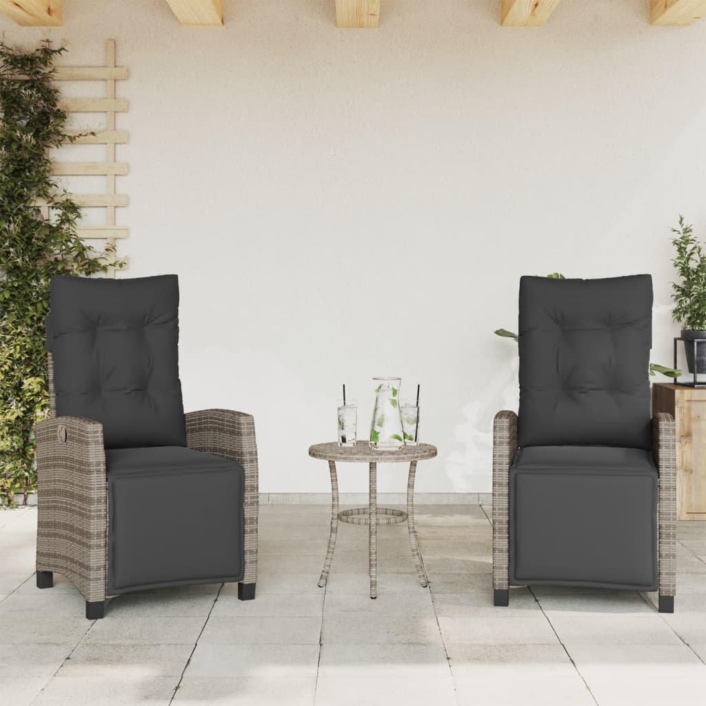 3 részes szürke polyrattan bisztrógarnitúra párnákkal