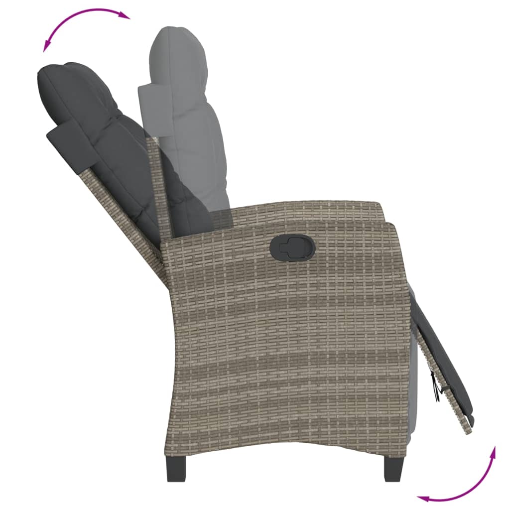3 részes szürke polyrattan bisztrógarnitúra párnákkal