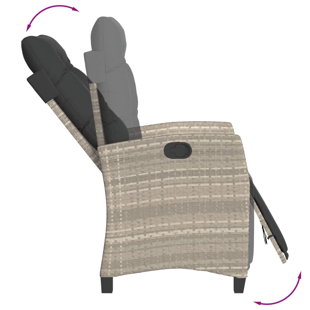 3 részes világosszürke polyrattan bisztrógarnitúra párnákkal