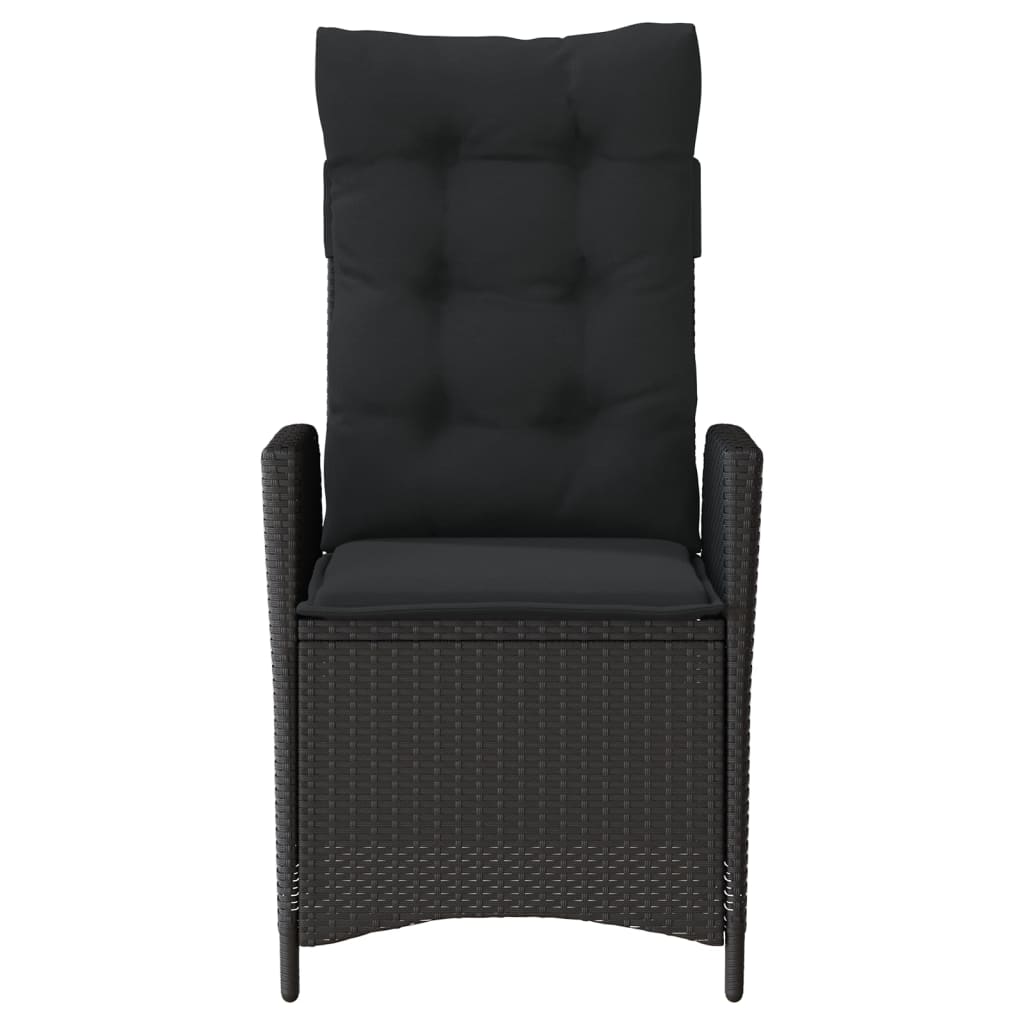 fekete polyrattan dönthető kerti szék párnával