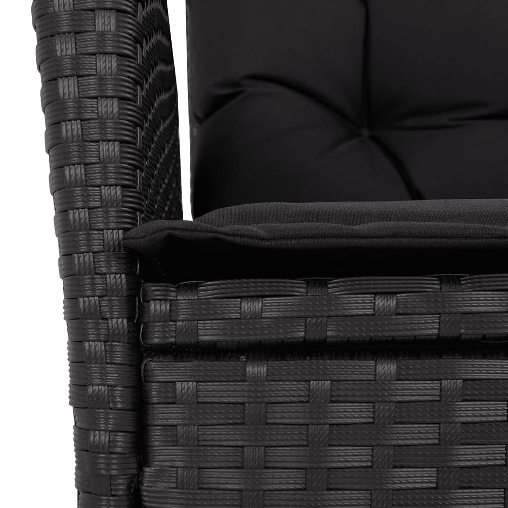 fekete polyrattan dönthető kerti szék párnával