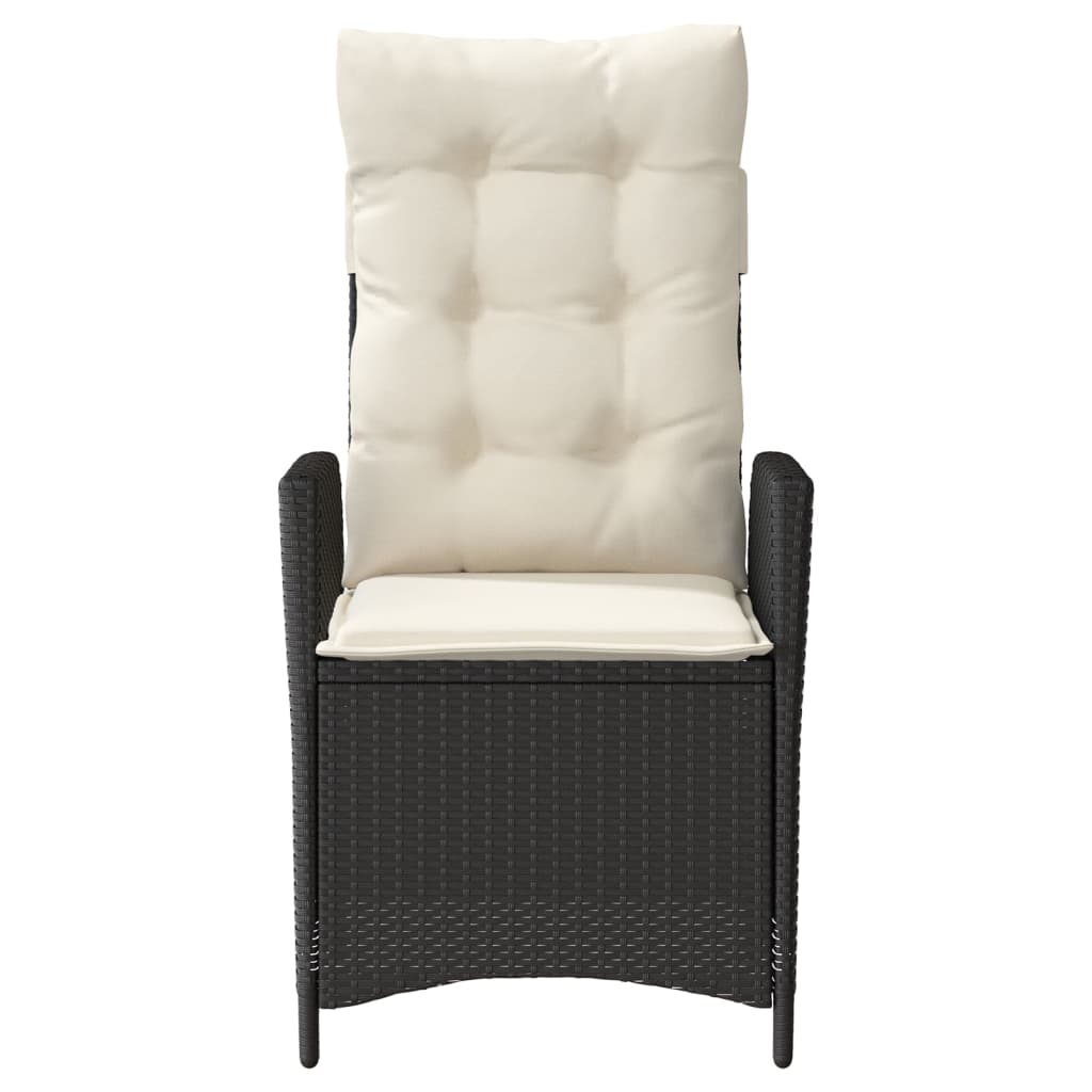3 részes fekete polyrattan bisztrógarnitúra párnával