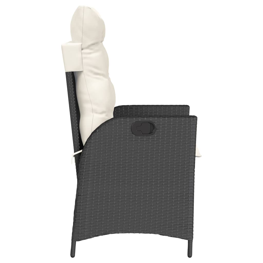 3 részes fekete polyrattan bisztrógarnitúra párnával