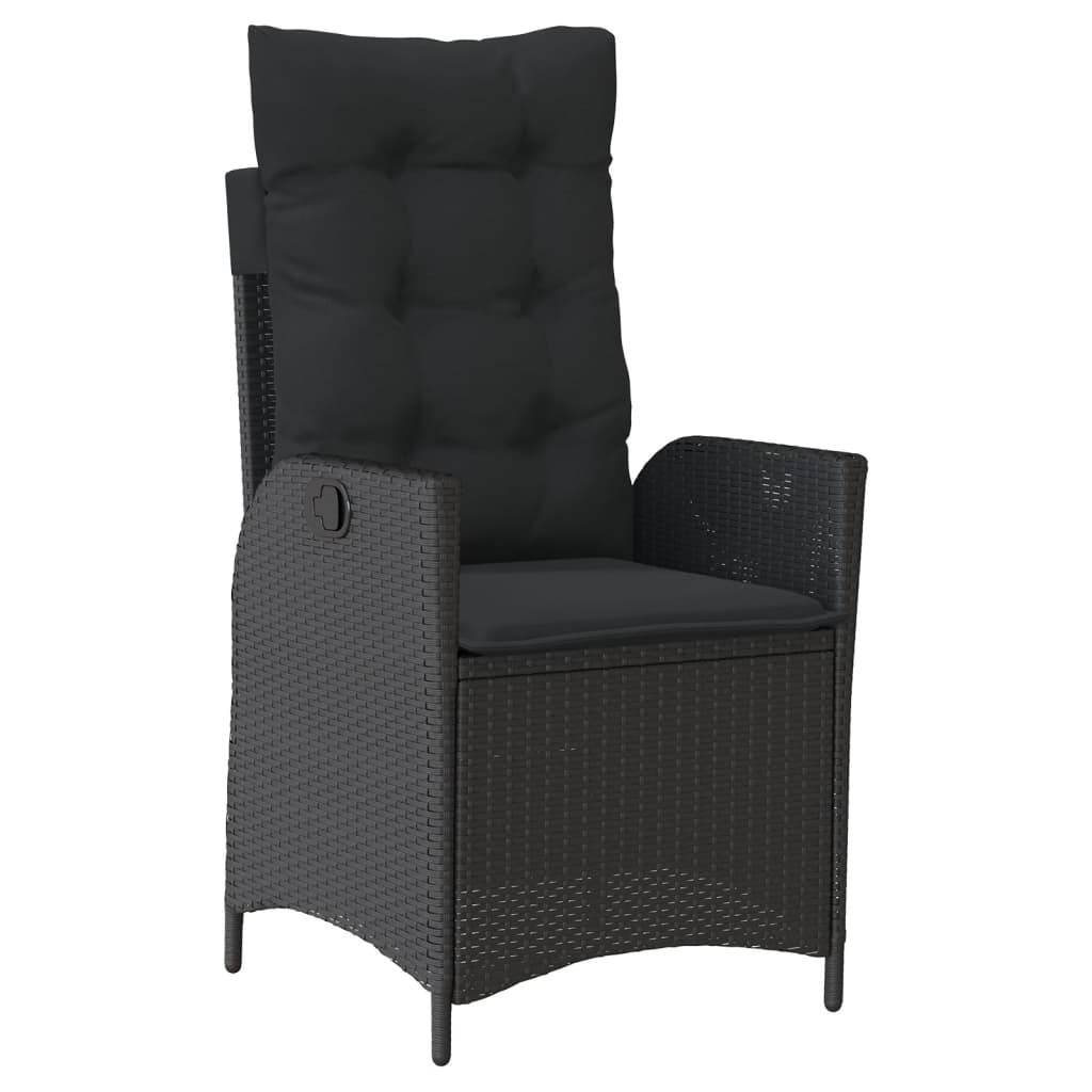 3 részes fekete polyrattan bisztrógarnitúra párnával
