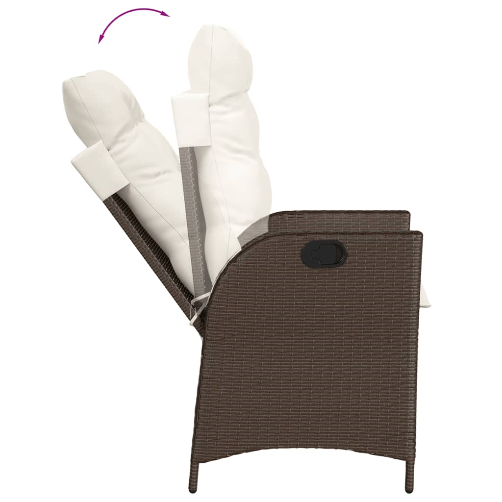 3 részes barna polyrattan bisztrógarnitúra párnákkal