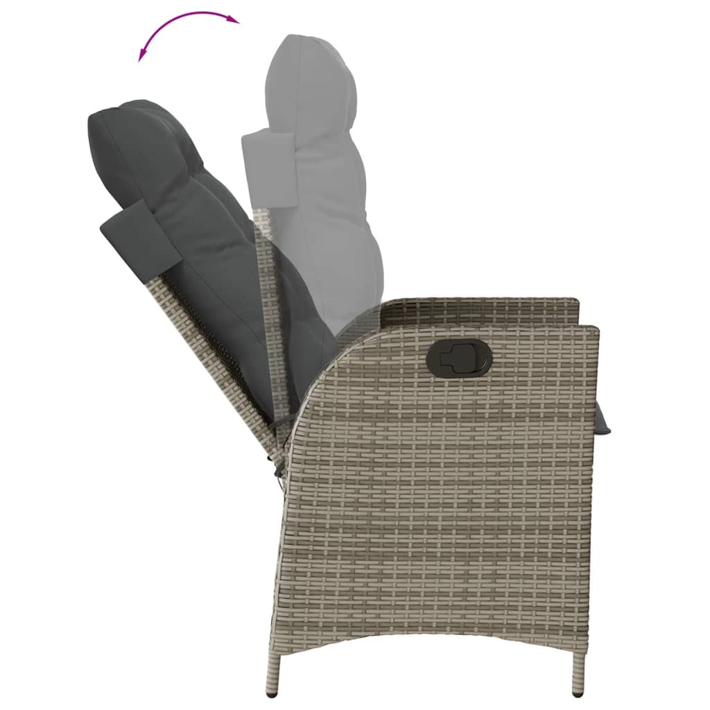 3 részes szürke polyrattan bisztrógarnitúra párnákkal