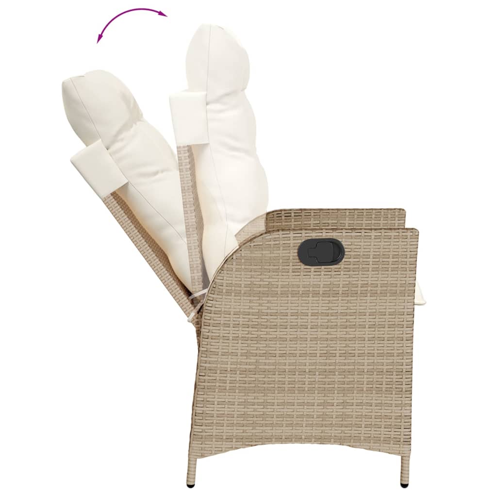 3 részes bézs polyrattan bisztrógarnitúra párnával