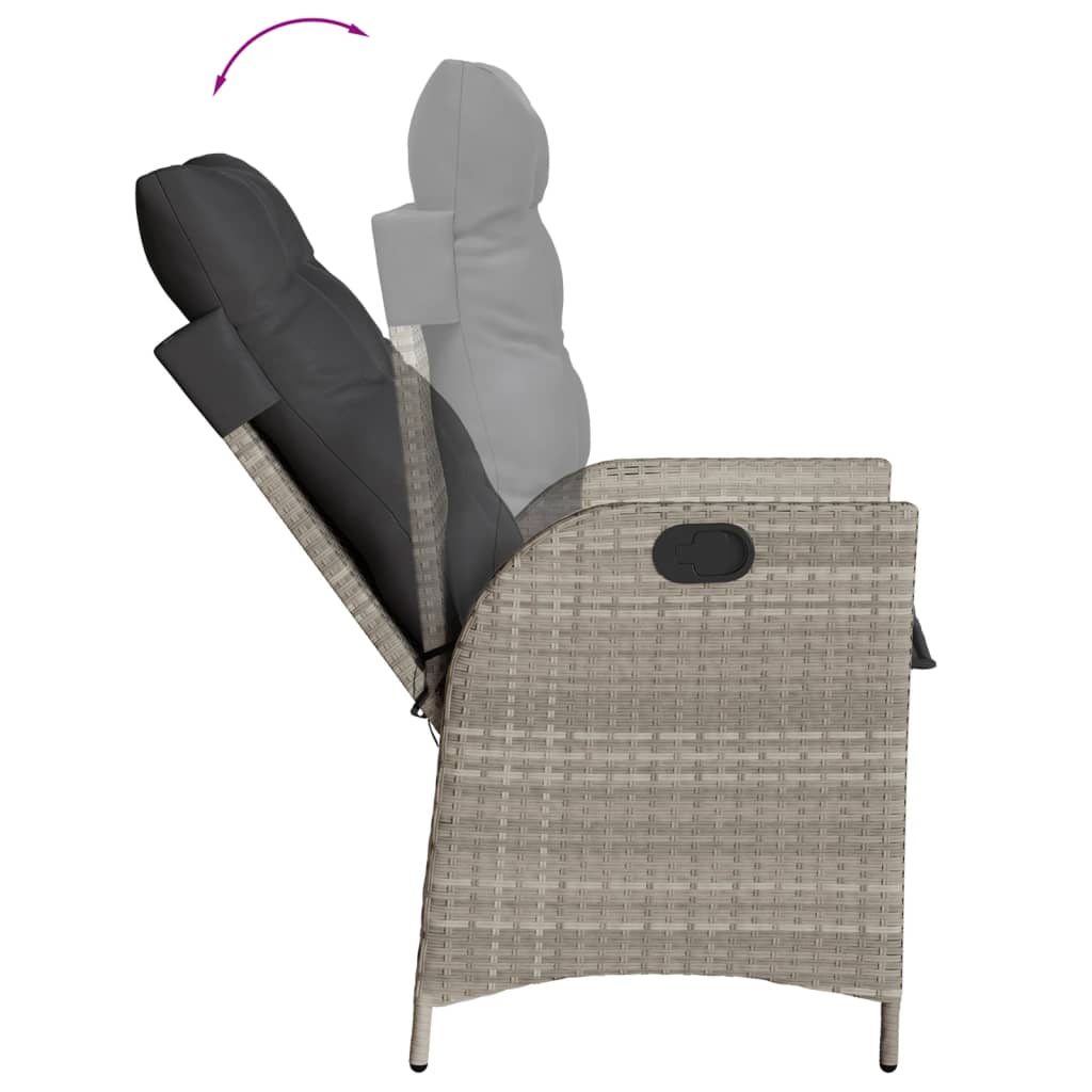 3 részes világosszürke polyrattan bisztrógarnitúra párnákkal