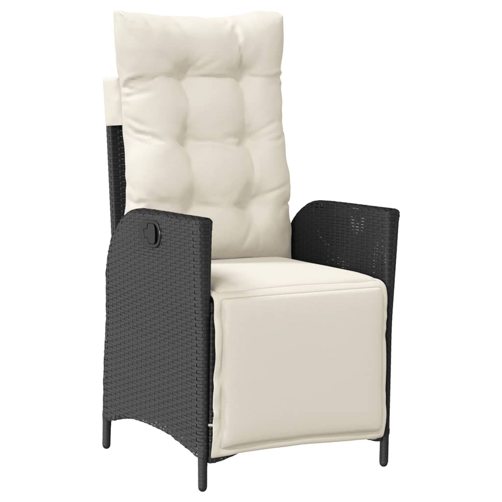 3 részes fekete polyrattan bisztrógarnitúra párnával