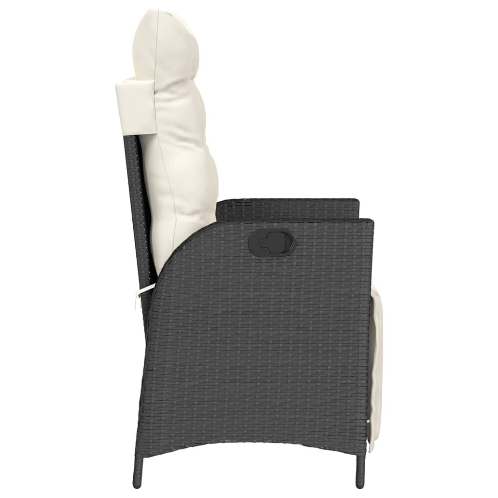 3 részes fekete polyrattan bisztrógarnitúra párnával