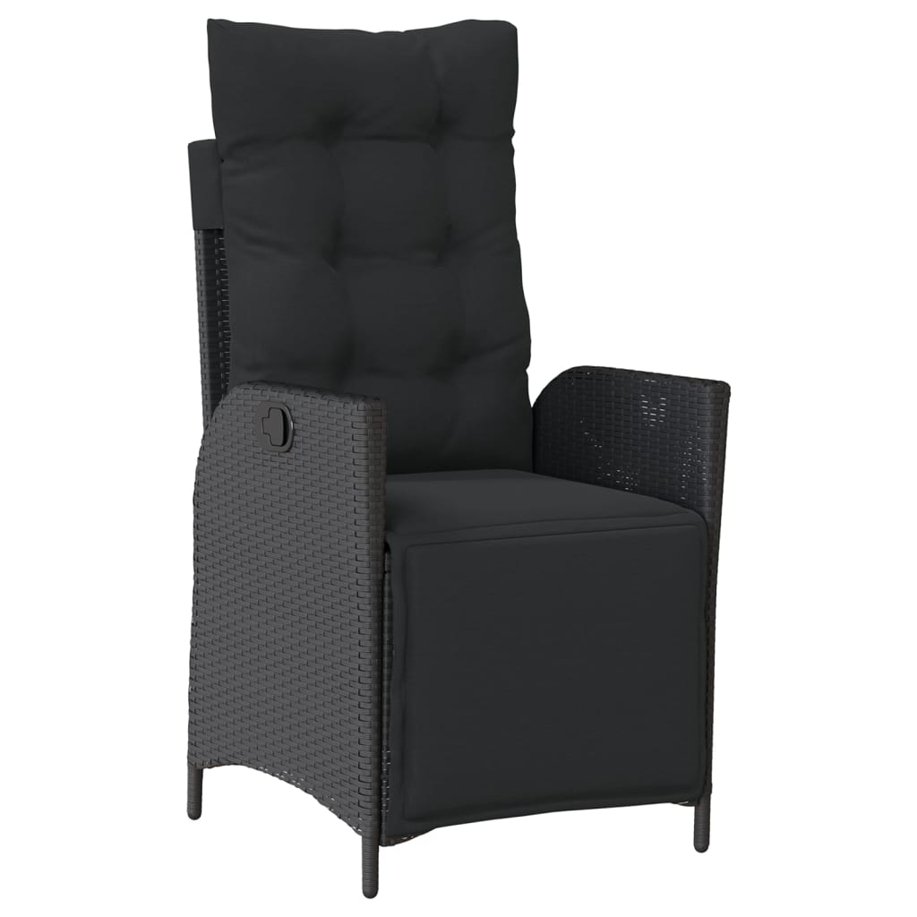 3 részes fekete polyrattan bisztrógarnitúra párnával
