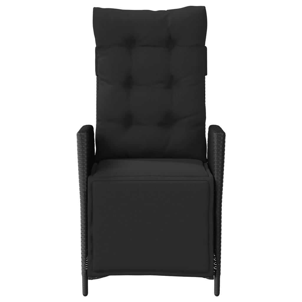 3 részes fekete polyrattan bisztrógarnitúra párnával