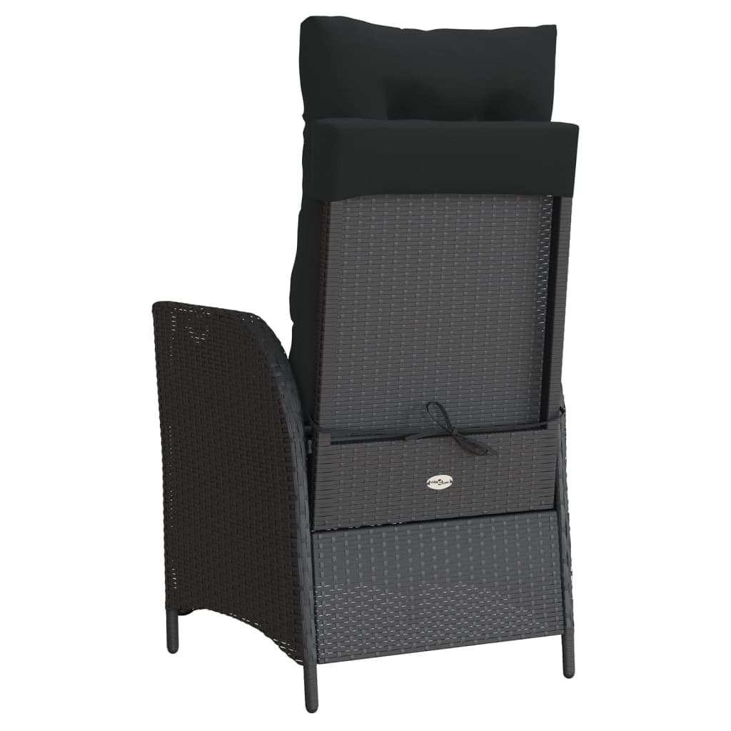 3 részes fekete polyrattan bisztrógarnitúra párnával