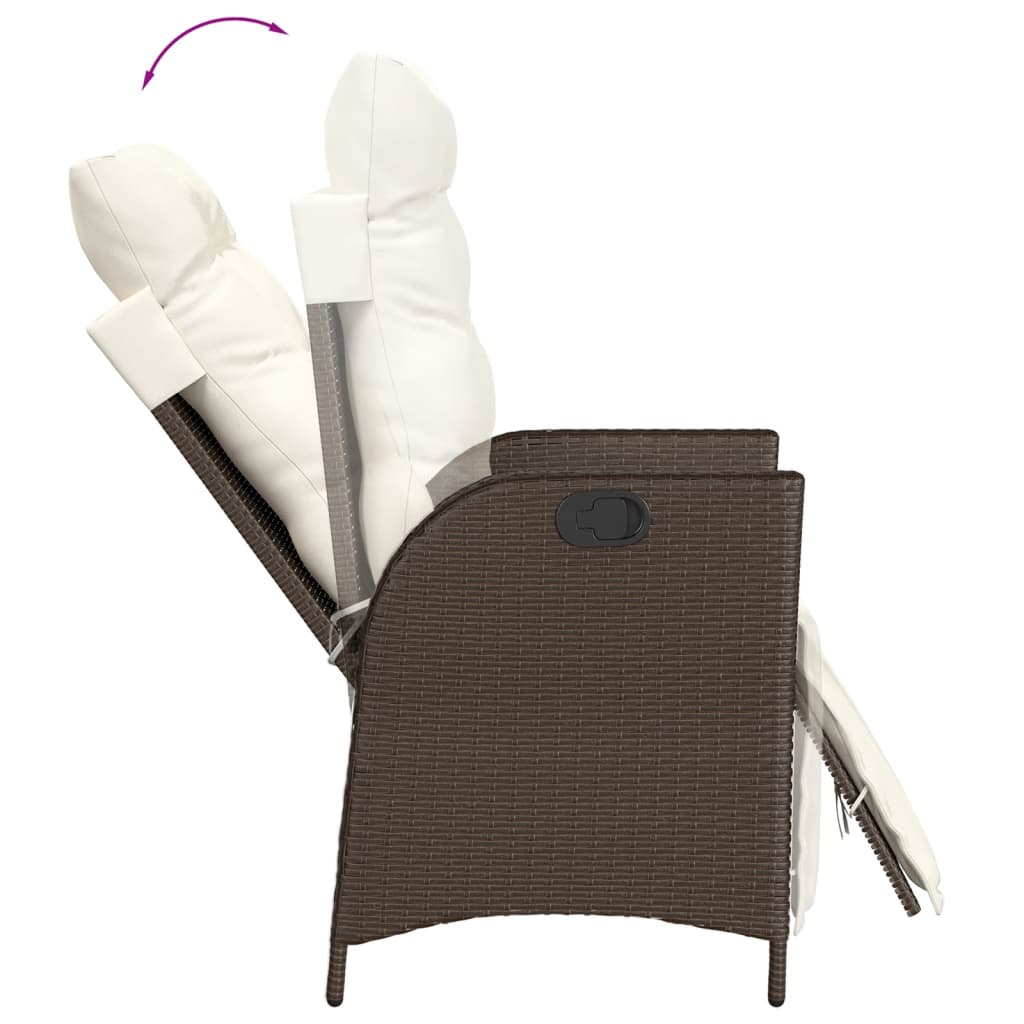 3 részes barna polyrattan bisztrógarnitúra párnákkal