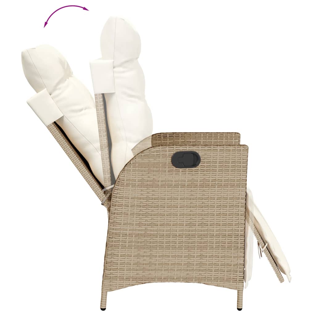 3 részes bézs polyrattan bisztrógarnitúra párnával