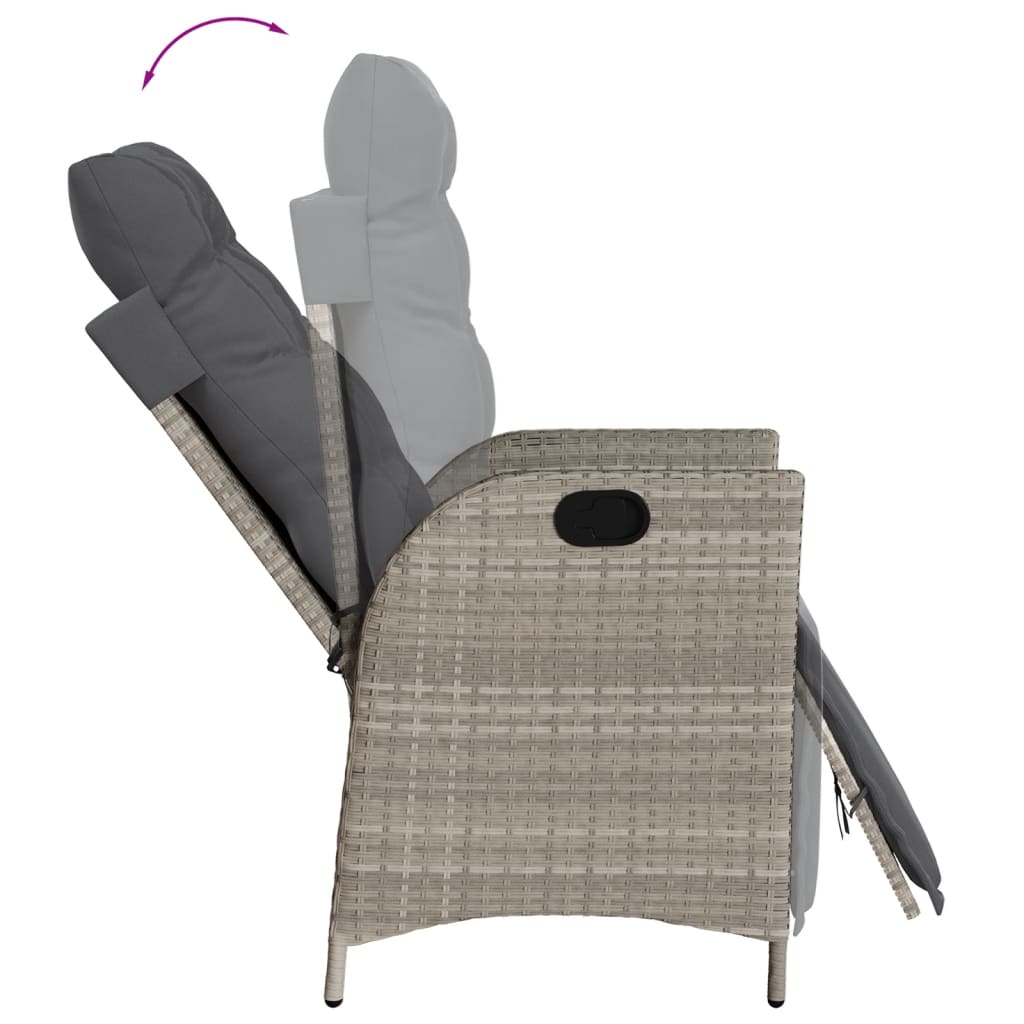 3 részes világosszürke polyrattan bisztrógarnitúra párnákkal