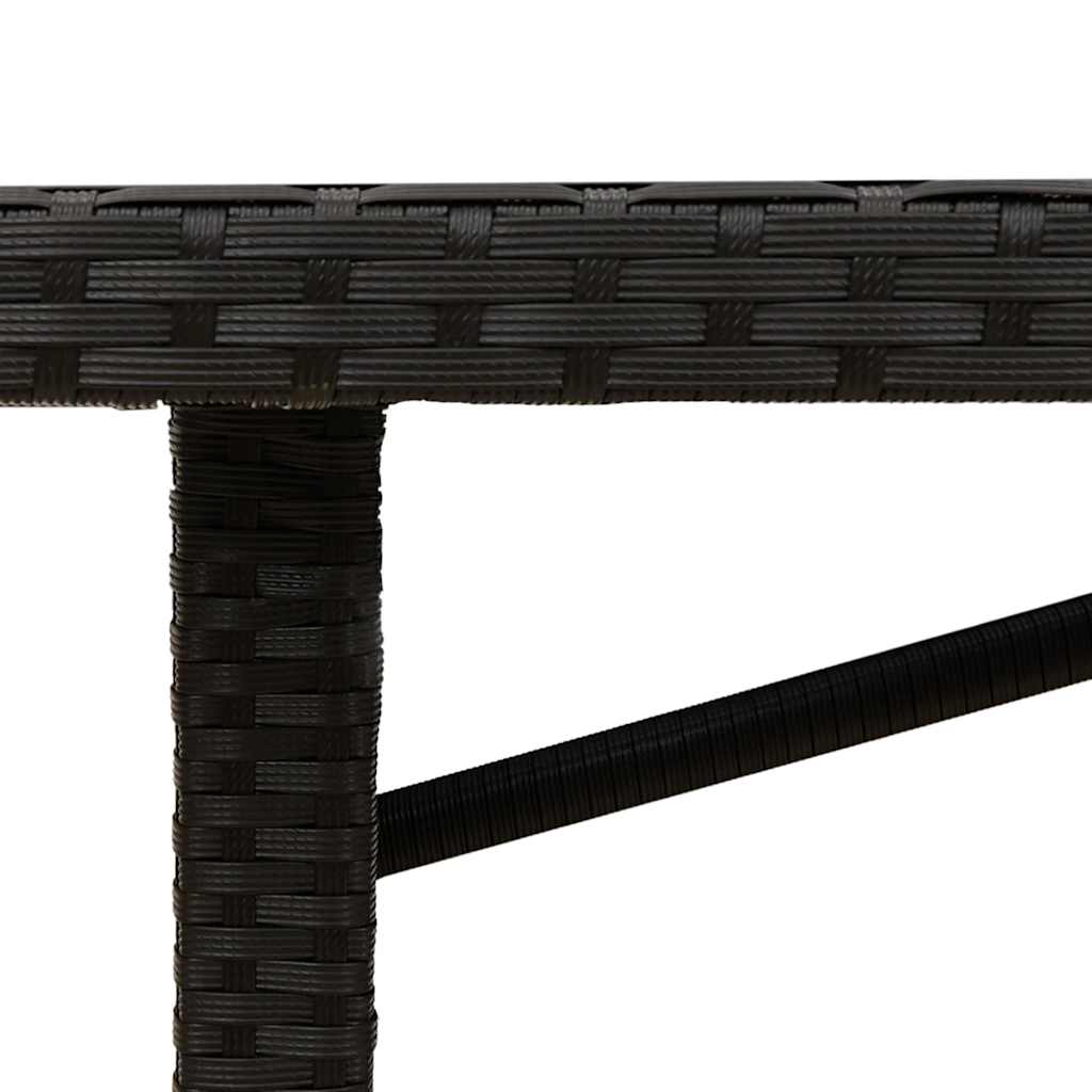 fekete polyrattan üveglapos kerti asztal 190x80x74 cm