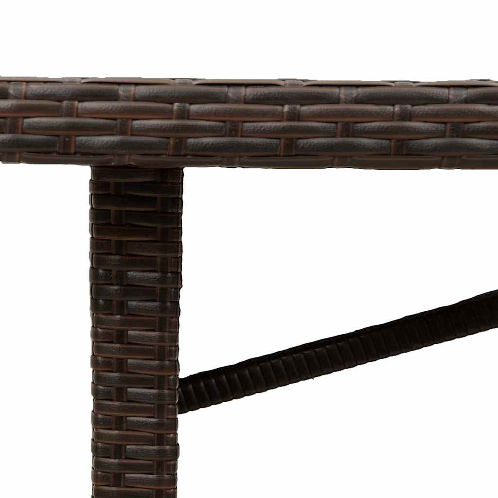 barna polyrattan üveglapos kerti asztal 190 x 80 x 74 cm