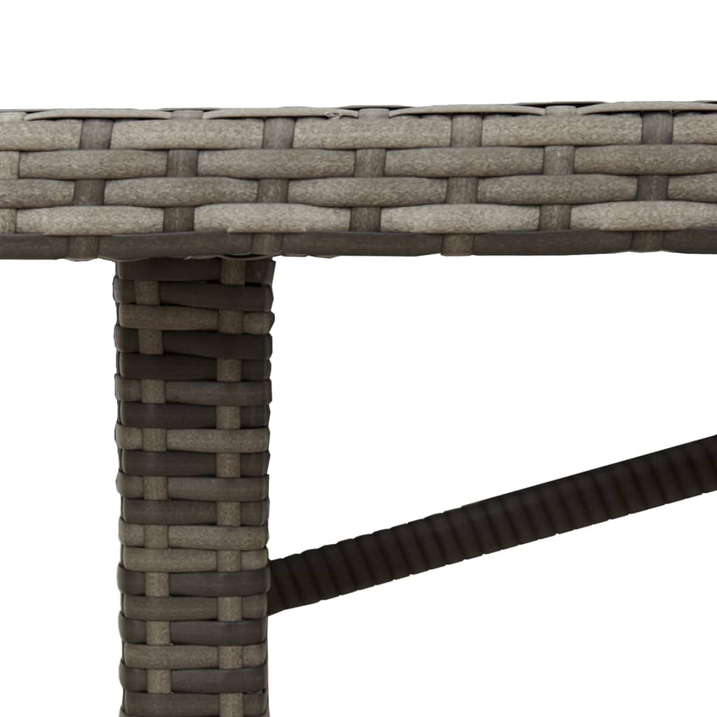 szürke polyrattan üveglapos kerti asztal 190x80x74 cm