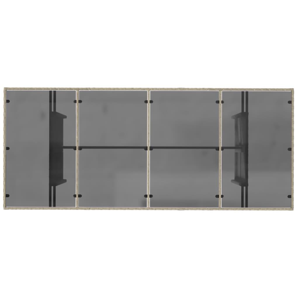 szürke polyrattan üveglapos kerti asztal 190x80x74 cm