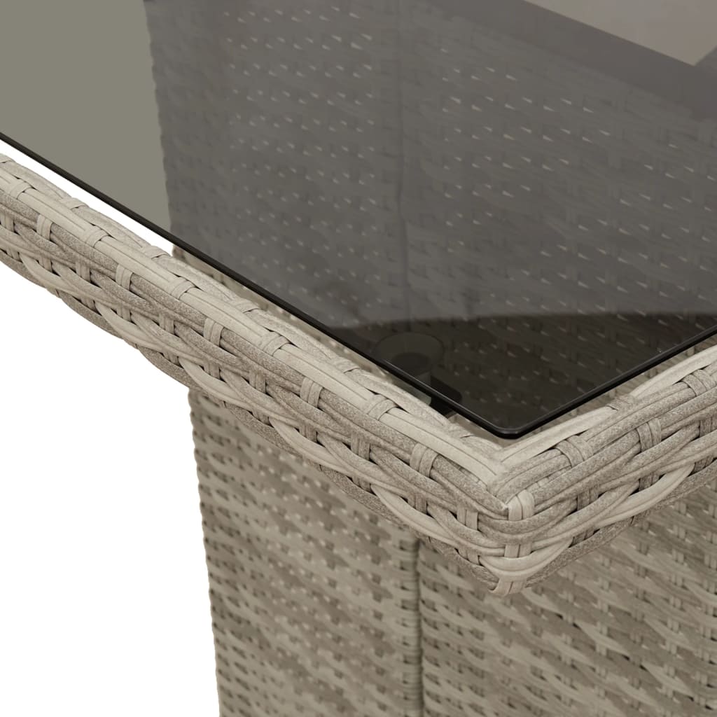 szürke polyrattan üveglapos kerti asztal 190x80x74 cm