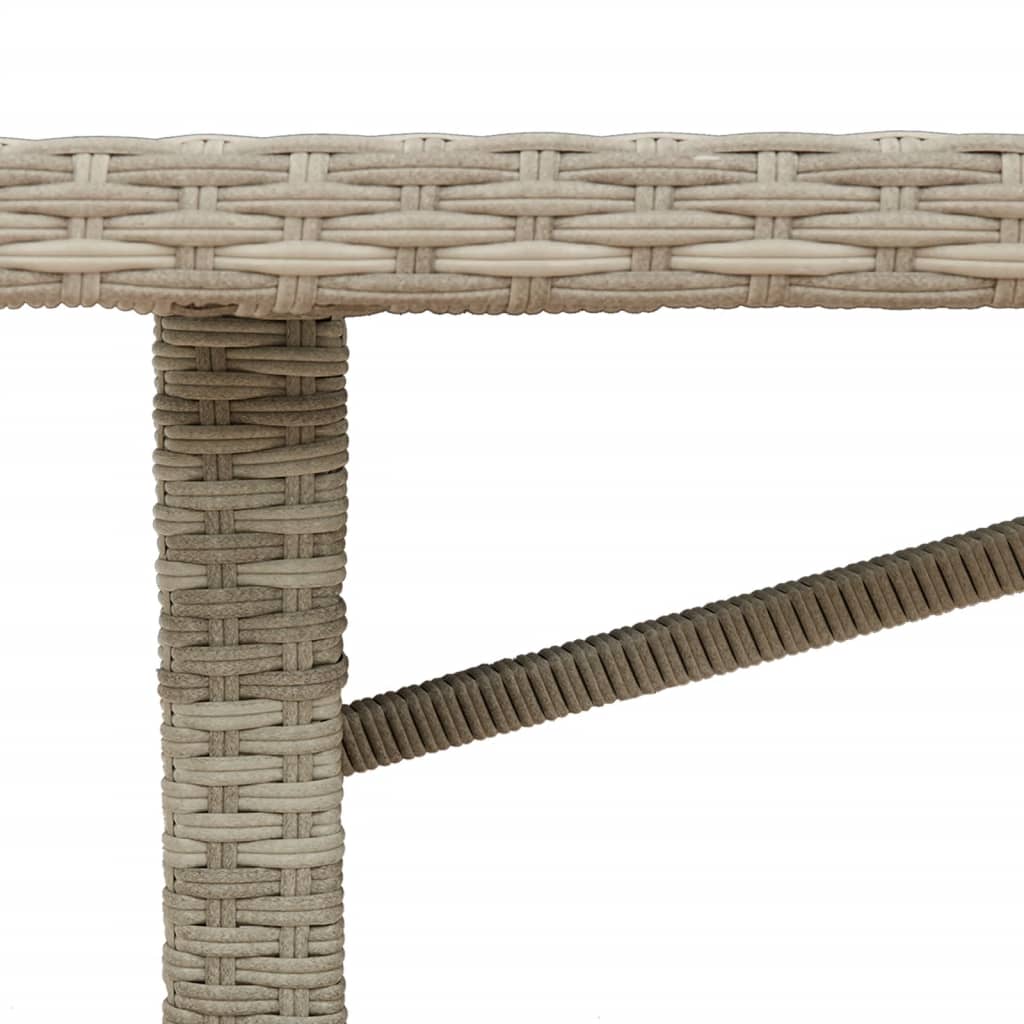 szürke polyrattan üveglapos kerti asztal 190x80x74 cm