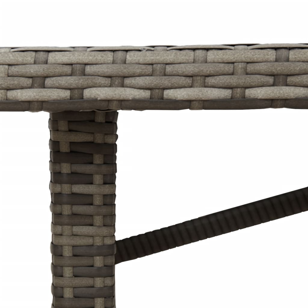 szürke polyrattan akácfa lapos kerti asztal 190 x 80 x 74 cm