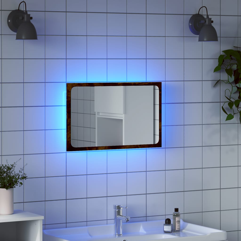 sonoma tölgy szerelt fa LED-es fürdőszobatükör 60 x 8,5 x 38 cm